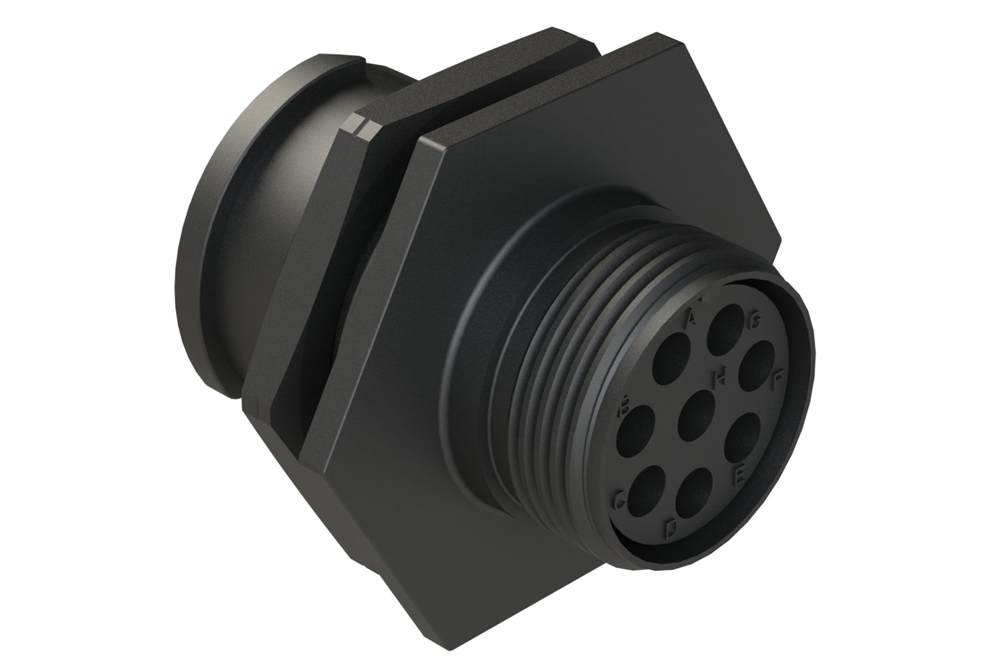 FLS714N8P03 Receptacle, Jam Nut, 8 Position, Male, Shell Size 14, Silicone Seal, Auto-Lock