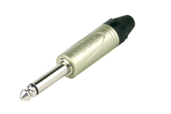 QM2P 1/4" Phone Plug,Mono, Straight, Standard Contacts, Nickel Finish
