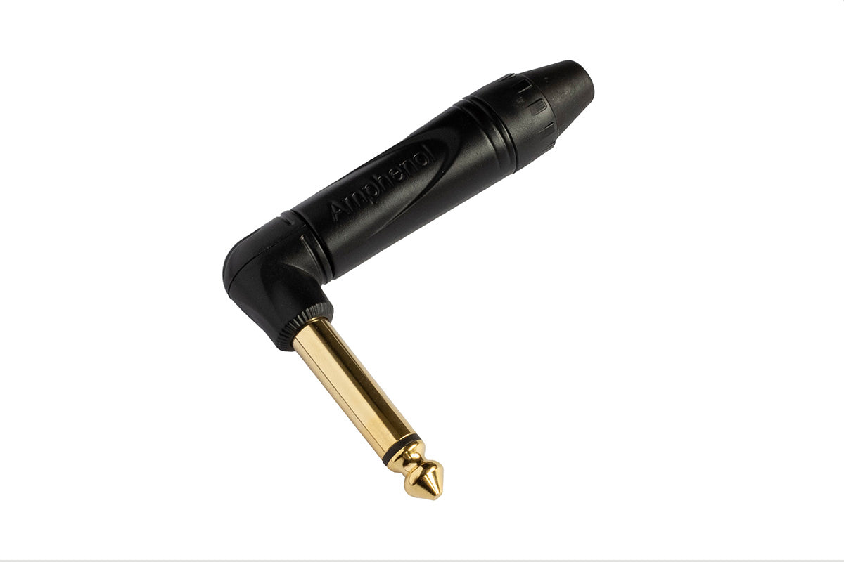 QM2RB-AU 1/4" Phone Plug,Mono, Right Angled, Gold Plated Contacts, Black Finish