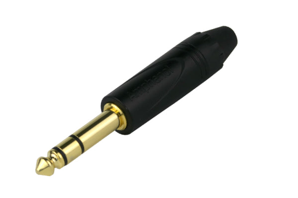 QS3PB-AU 1/4" Phone Plug, Stereo, Straight, Gold Plated Contacts, Black Finish