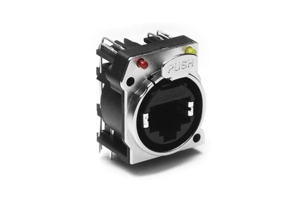 RJX8FB6HRRB XLRnet BTypeEthernet ChassisMount, Horizontal PCB, CAT6, Non-Shielded, LED Sequence Red/Red, Bulk Packaging