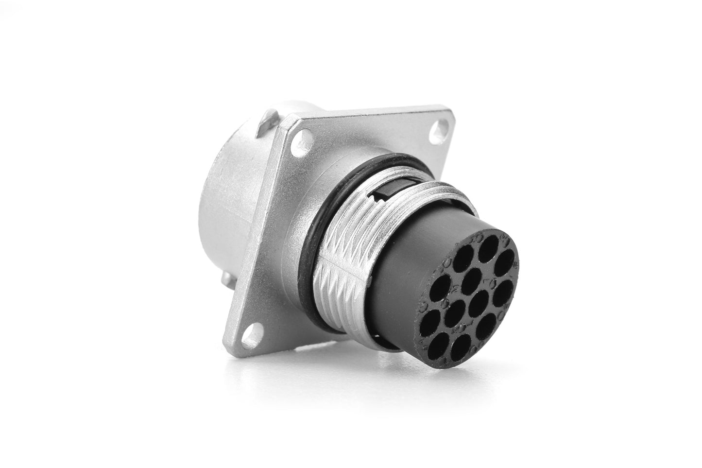 RT001412PKNH03 Receptacle, Square Flange, 12 Position, Male, Shell Size 14, with Silicone Sealing