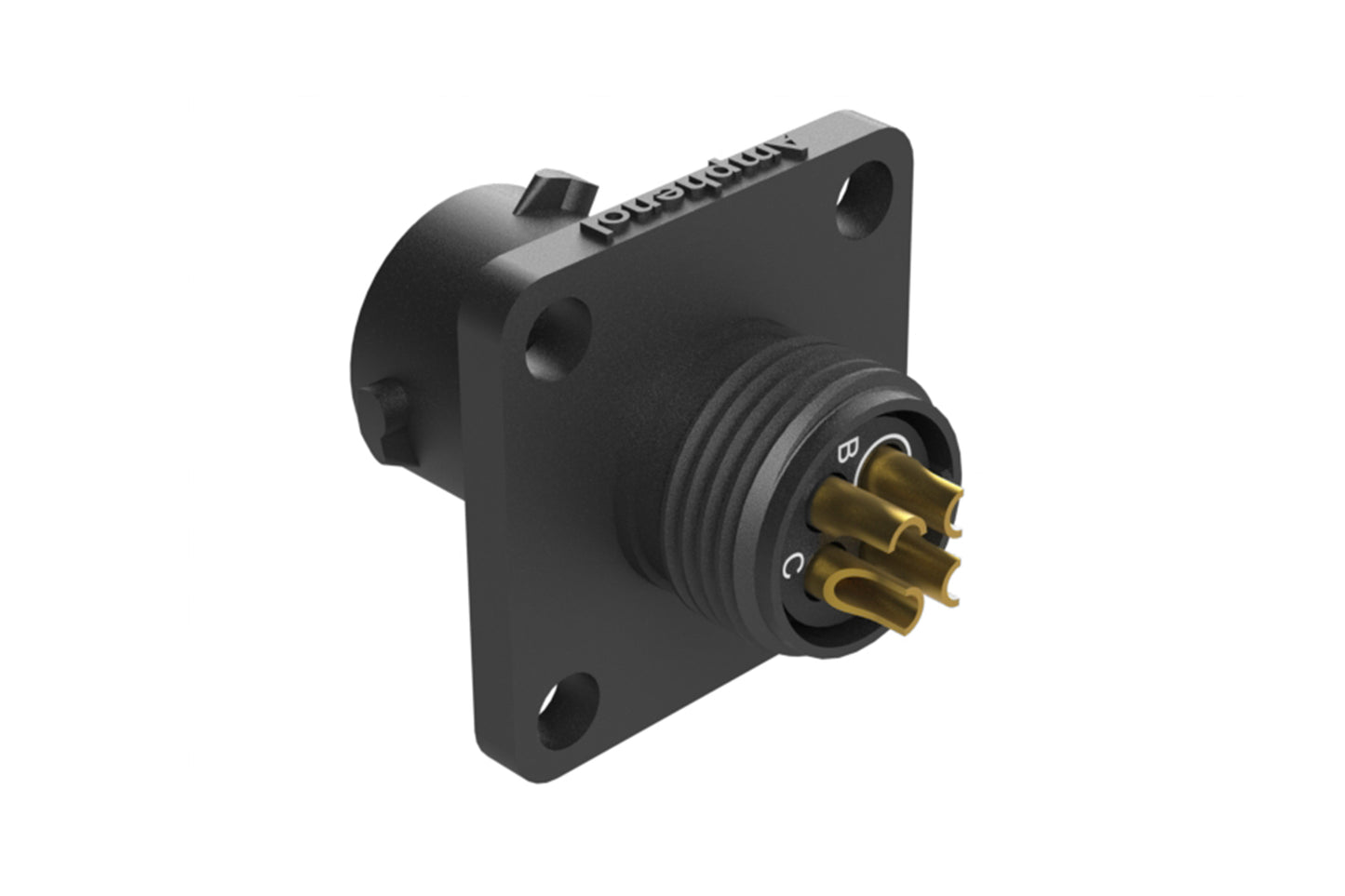 RTS08N4S Receptacle, Square Flange, 4 Position, Female, Shell Size 8, NBR Seal, Contacts Pre-loaded. Comparable part no. UTS08E4S