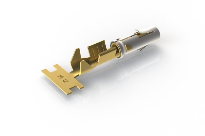 SS12A1G15 Socket contact, Stamped, 15μ" gold plating over nickel Size 2.5mm, Wire Range 14-12 AWG.. Reel of 1,000