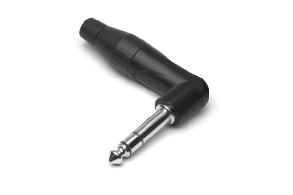TS3RBJ Professional Range 1/4" Stereo Plug, Right Angle, Black Finish, Large Cable Clamp. Comparable part no: NP3RX-BAG