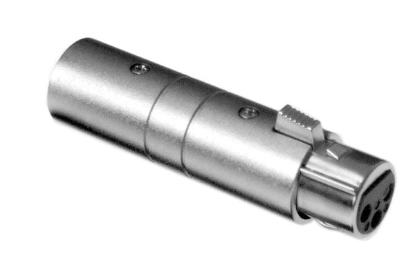 AC3F3MW 3 Pole XLRMaleTo Female Blank D Shell In-line Adapter, Pre-wired, Nickel Finish. Comparable part no: NA3FM