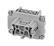 C146 10B006 810 1 6+PE Heavy duty FE/KO female contact insert with wire protection.