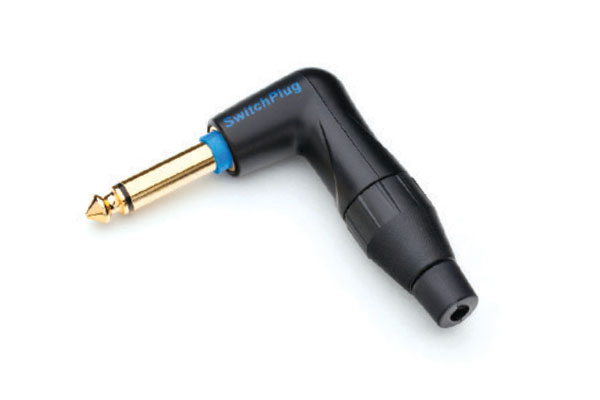 TM1RBJ 1/4" Phone Switch Plug,Male, Stereo, 90°, Large Clamp, Nickel Plated, Black Shell, Cable OD 3.0MmTo 5.5mm