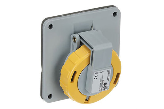 2CMA100435R1000 2P+E Female Industrial Panel Mount Socket, Angled, UL/CSA. Replaces Part# ABB320R4W. Comparable part no. ME320R4W, 320R4W, 320R4WLEV, HBL320R4W, AH320R4W, PS320R4W, 320R4W