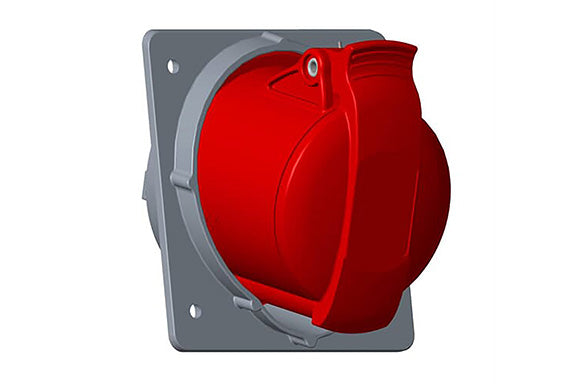 2CMA104596R1000 2P+E Female Industrial Panel Mounted Socket, Angled, UL/CSA. Replaces Part# ABB316RAM6SP