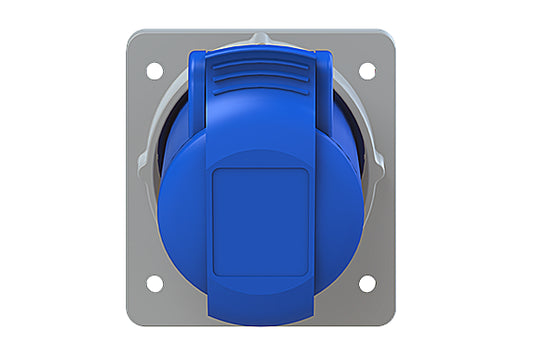 2CMA170004R1000 2P+E Panel Mounted Socket Outlet, Minimized Flange, Angled. Replaces Part# 216RAM6. Comparable part no. GW62204, 413-6