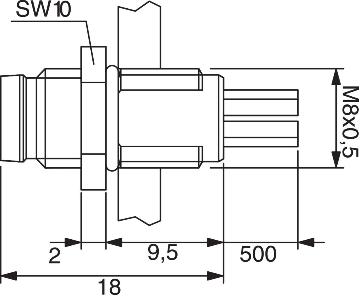490062 Actuator Sensor cable assembly|Panel connector|M 8|M 8