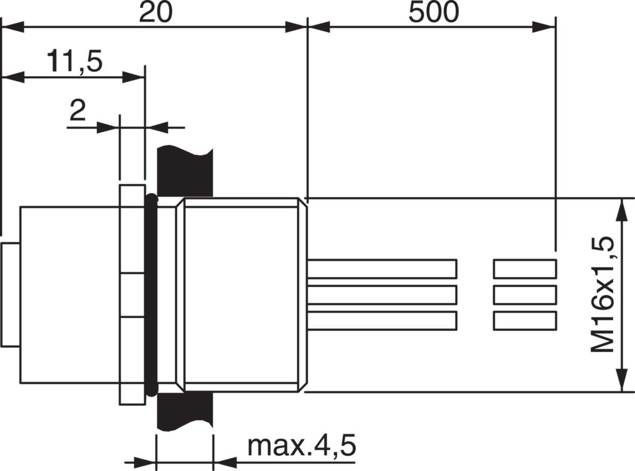 490065 Actuator Sensor cable assembly|Panel connector|M 12|M 12