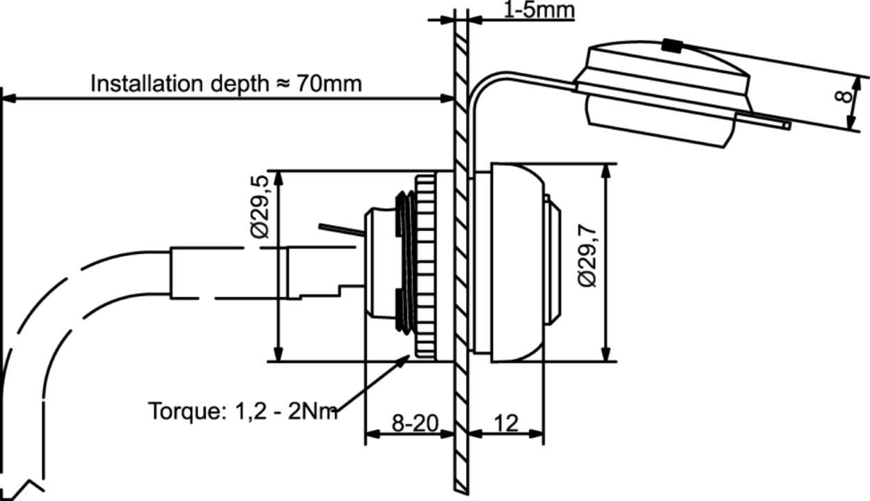 492076 Actuator Sensor cable assembly|Panel connector|RJ45|RJ45