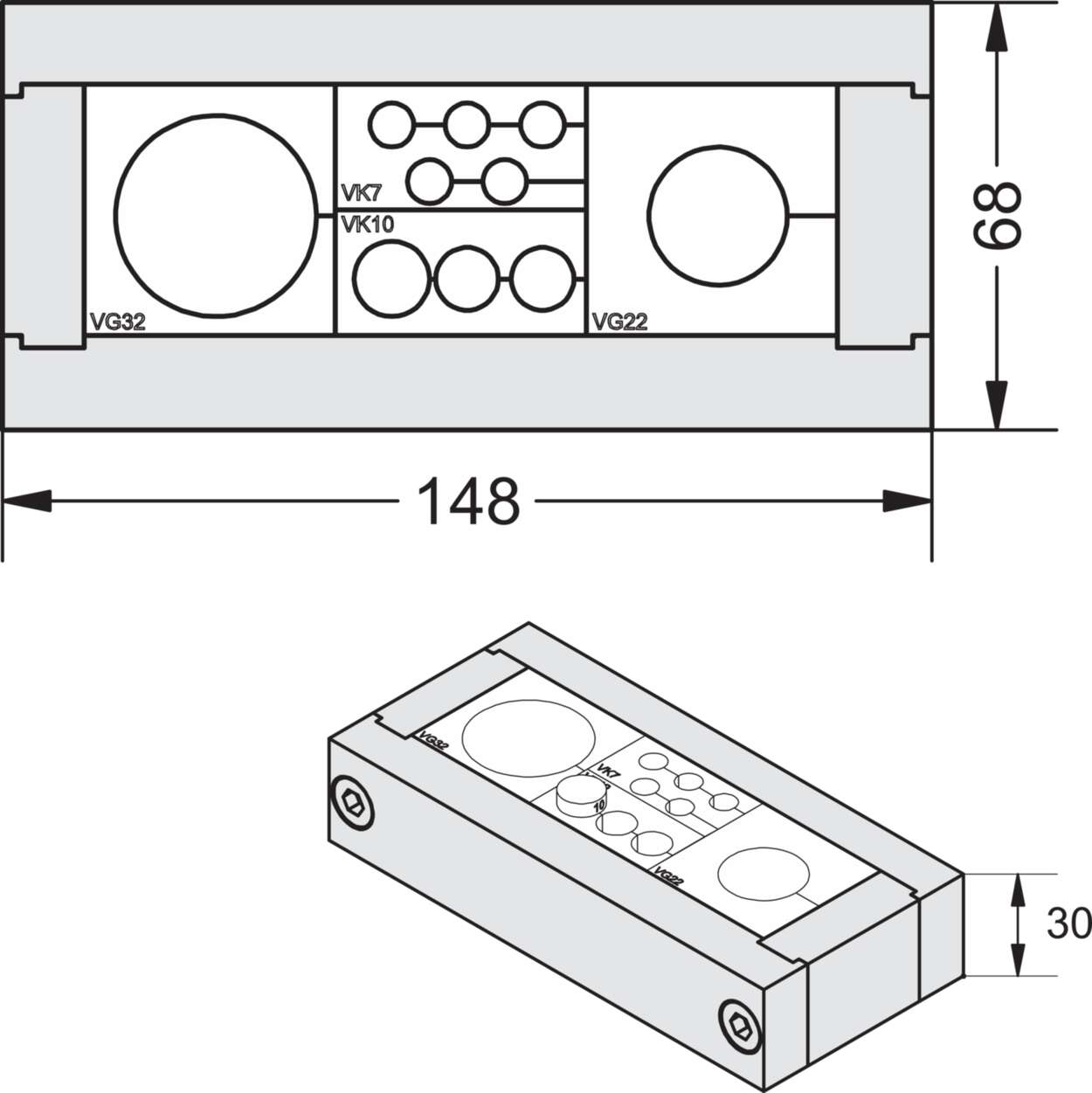 606002 Cable fitting + accessories|Cablefix Vario|Aluminium|AKLR
