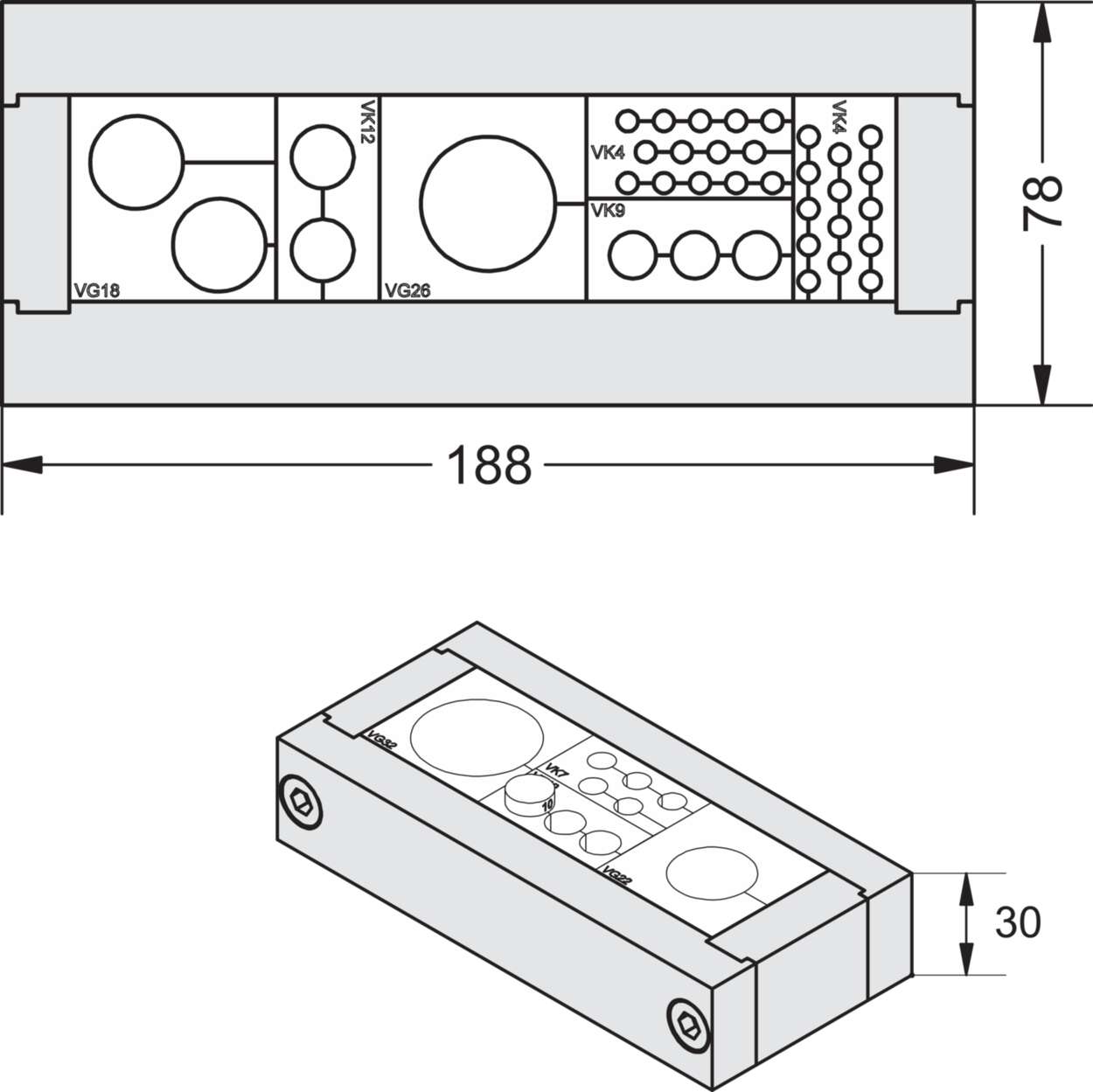 606005 Cable fitting + accessories|Cablefix Vario|Aluminium|AKLR