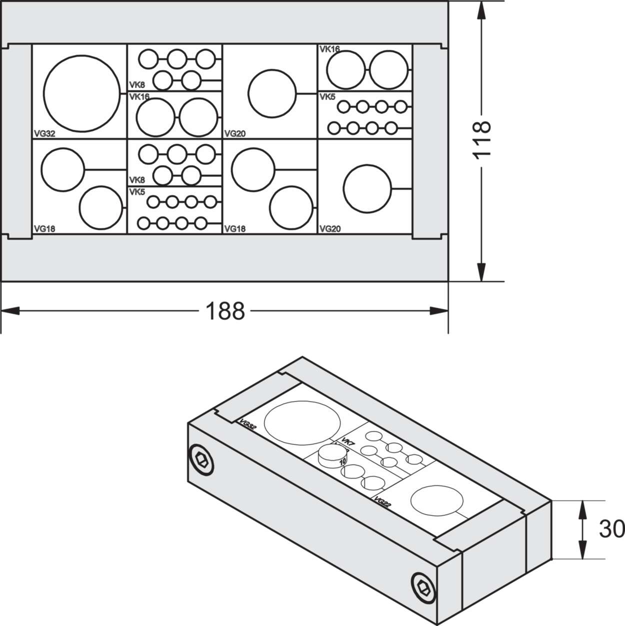 606007 Cable fitting + accessories|Cablefix Vario|Aluminium|AKLR