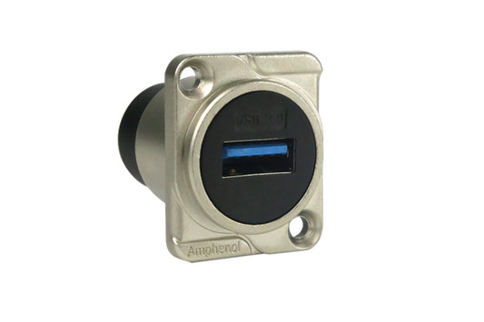 AC-USB3-AA USB3 D-Type Shell Data ChassisMount Connector, Nickel Finish. Comparable part no: NAUSB3*