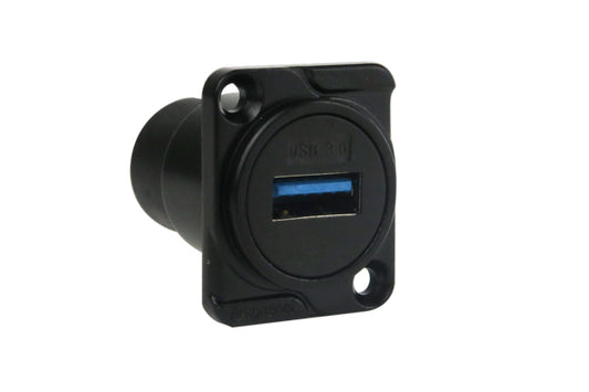 AC-USB3-AAB USB3 D-Type Shell Data ChassisMount Connector, Black Finish. Comparable part no: NAUSB3-B*