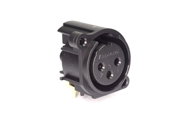 AC3FAHL-AU-PRE 3 Pole XLR Female ChassisMount, AType, Gold Contacts, Black Finish, Horizontal PCB, Latchless, No Ground Link. Comparable part no: NC3FAAH-0, NC3FAH-0