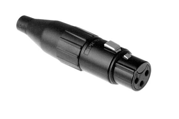 AC3FBJ 3 Pole XLR Female Cable Connector, Stamped Contacts, Black Finish, Large Cable Clamp