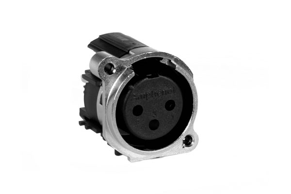 AC3FBVL3-AU-PRE 3 Pole XLR Female ChassisMount, BType, Nickel Finish, Gold Plated Contacts, Vertical PCB, Ground Link 3, Non-latching. Comparable part no: NC3FBV3-0