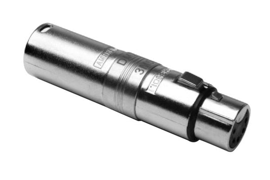AC3M5FW 3 PoleTo 5 Pole XLRMetalMale In-line Adapter, Pre-wired, Nickel Finish. Comparable part no: NA3M5M