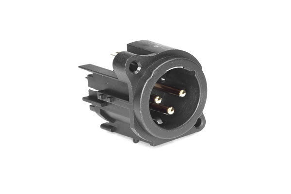 AC3MAV2-AU-PRE 3 Pole XLRMale ChassisMount, AType, Gold Plated Contacts, Vertical PCBMount, Separate ground Pin 2. Black Finish. Comparable part no: NC3MAV