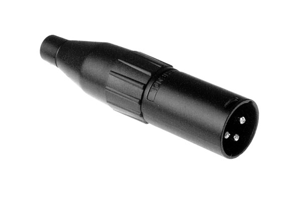 AC3MB 3 Pole XLRMale Cable Connector, Stamped Contacts, Black Finish. Comparable part no: NC3MX-BAG