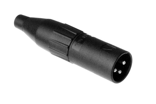 AC3MCPJ 3 Pole XLRMale Cable Connector,Thermoplastic Shell,Machined Contacts, Large Cable Clamp, Black