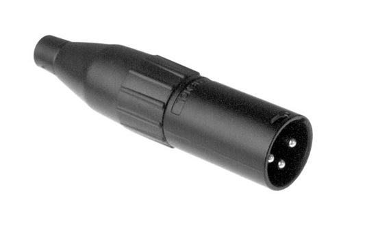 AC3MMB-AU 3 Pole XLRMale Cable Connector,Machined Contacts, Gold Plated Contacts, Black Finish. Comparable part no: NC3MX-B, A3M-AU