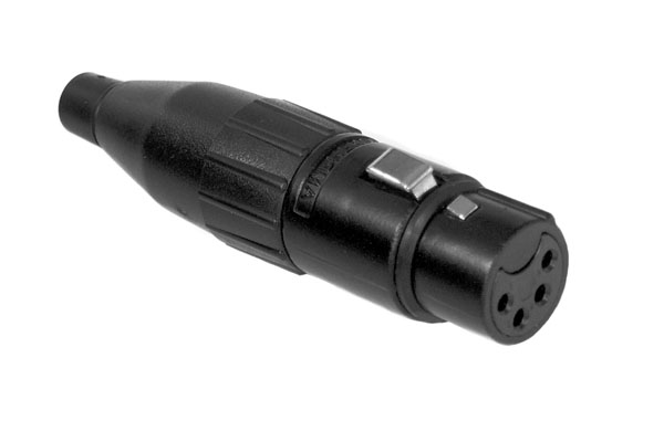 AC4FBJ 4 Pole XLR Female Cable Connector,Machined Contacts, Large Cable Clamp, Black Finish