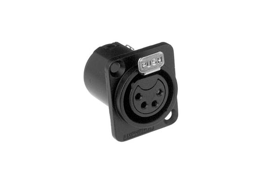 AC4FDZB 4 Pole XLR Female ChassisMount, DType,Machined Contacts,Solder Bucket, Black Finish. Comparable part no: NC4FD-L-1-BAG