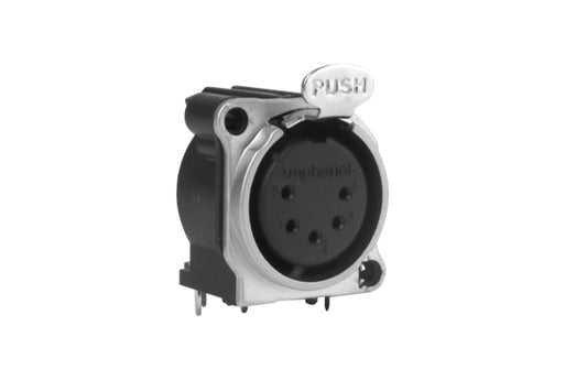 AC5FBH-AU-PRE 3 Pole XLR Female ChassisMount, BType, Nickel Finish, Gold Plated Contacts, Horizontal PCB, Latching. Comparable part no: NC5FBH