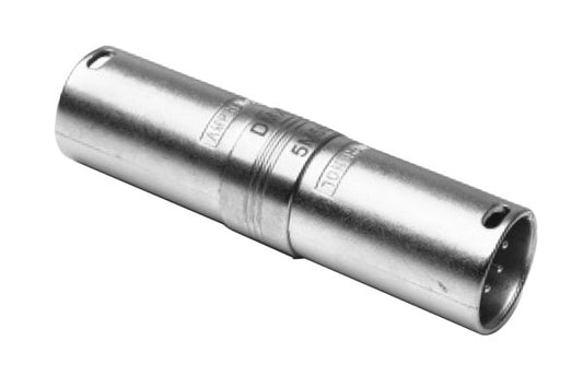 AC5M5MW 5 Pole XLRMaleToMaleMetal In-line Adapter, Prewired, Nickel Finish. Comparable part no: NA5MM