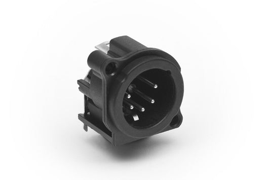 AC5MAH-AU-B 5 Pole XLRMale ChassisMount,Type A, Gold Plated Contacts, Horizontal PCB, Black Finish. Comparable part no: NC5MAH