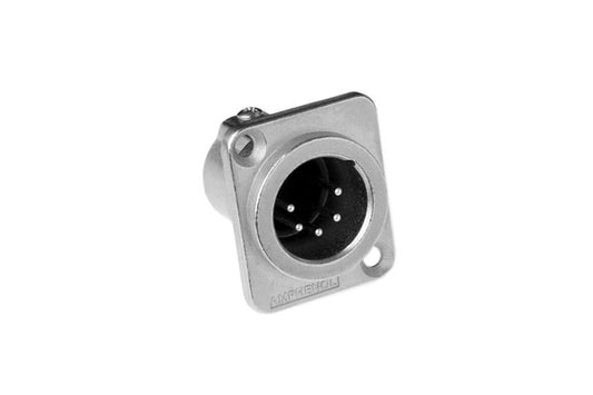 AC5MDZ 5 Pole XLRMale ChassisMount, DType,Machined Contacts, Solder Bucket, Nickel Finish. Comparable part no: NC5MD-L-1