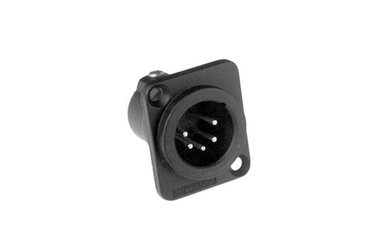 AC5MDZB BULK 5 Pole XLRMale ChassisMount, DType,Machined Contacts, Solder Bucket, Black Finish, Bulk Packaging