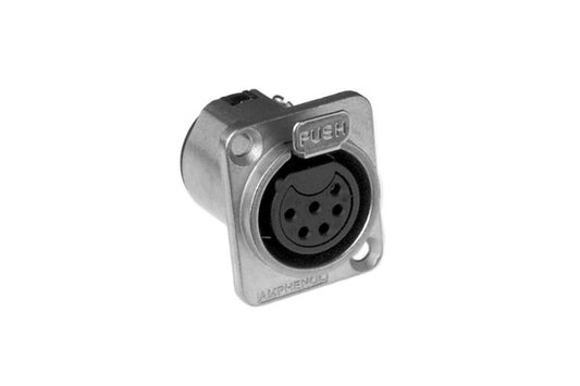 AC6AFDZ 6 Pole XLR Female ChassisMount, DType,Machined Contacts, Solder Bucket, Nickel Finish. Comparable part no: NC6FD-L-1