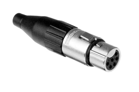 AC6AFJ 6 Pole XLR Female Cable Connector,Machined Contacts, Large Cable Clamp, Nickel Finish