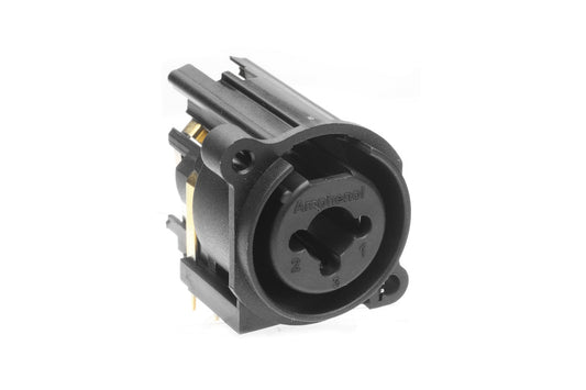 ACJC6AV2L BULK 1/4" XLR ChassisMount, CType, Vertical PCB (24mm), Stereo, Non-switching, XLR Ground, Latchless, Low Profile, High Density, Bulk Packaging