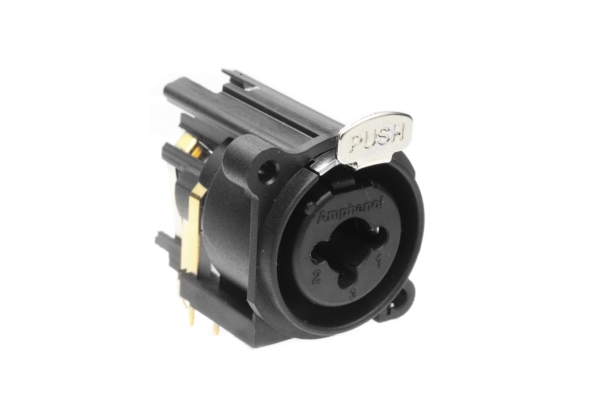 ACJC6AV BULK 1/4" XLR ChassisMount, CType, Vertical PCB, Stereo, Non-switching, XLR Ground, Latching, Low Profile, High Density, Bulk Packaging