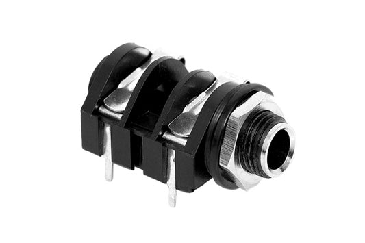 ACJM-MH 1/4" Single Horizontal PCB Phone Jack,Mono,Metal Bore,Metal Nut, PlasticThread