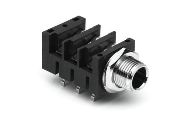 ACJS-MHDRM 1/4" Single Horizontal PCB Phone Jack,Stereo,Metal Bore,Metal Nut,MetalThread