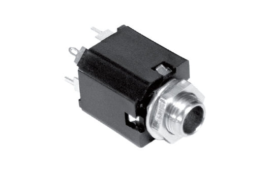 ACJS-MN-3S 1/4" Single Horizontal PCB Phone Jack, Stereo (3S Channels),Metal Bore,Metal Nut,MetalThread, Star Washer