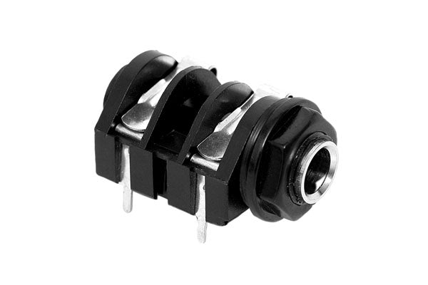 ACJS-PH 1/4" Single Horizontal PCB Phone Jack, Stereo,Metal Bore, Plastic Nut,MetalThread