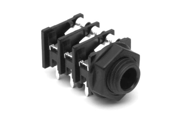 ACJS-PHOP 1/4" Single Horizontal PCB Phone Jack, Stereo, Plastic Bore, Plastic Nut, PlasticThread