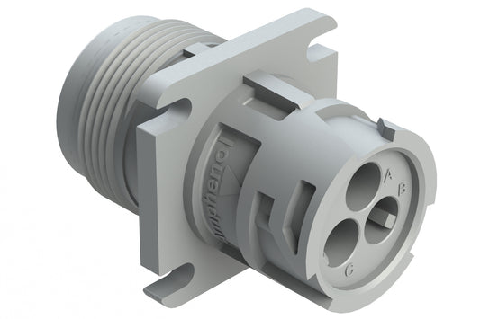 AHD10-3-96P 3 Position Receptacle, Pin, Size 16 Contacts, Flange, Coupling Ring, Grey