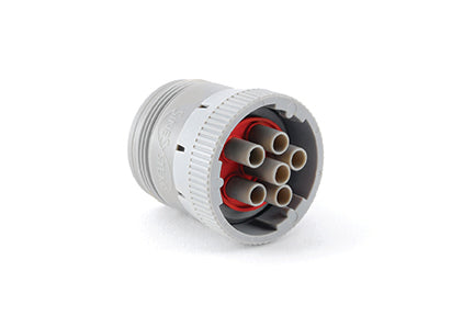 AHD16-6-12SB010 6 Position Plug, Female, Threaded Rear with Coupling Ring. HD16-6-12S-B010