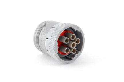AHD16-6-12SB010 6 Position Plug, Female, Threaded Rear with Coupling Ring. HD16-6-12S-B010